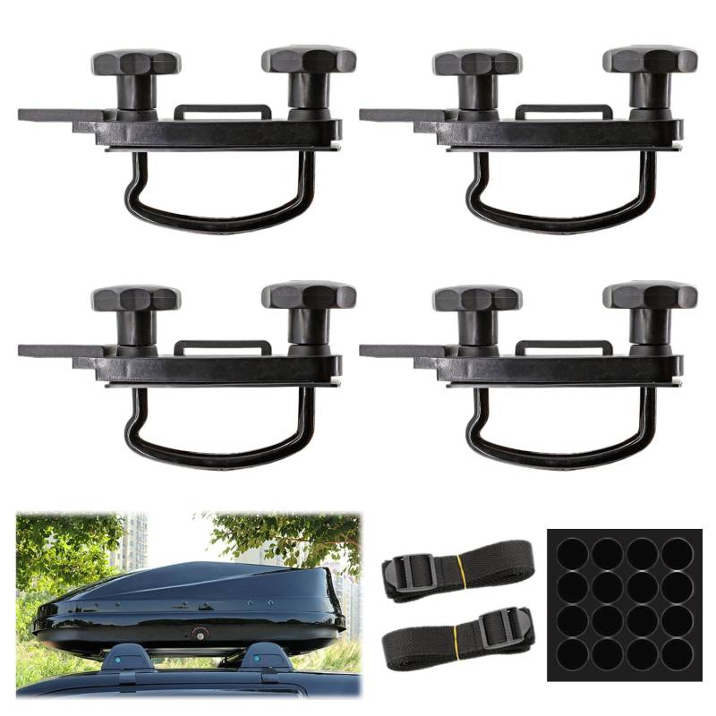 ZIOYA Dachbox Befestigung 4 Stück Dachbox Halterung,Dachbox Wandhalterung U Bügel Universal Auto Van Montage Fitting Kit mit 8 Heavy Duty Kontermuttern und 2 Bandagen von ZIOYA