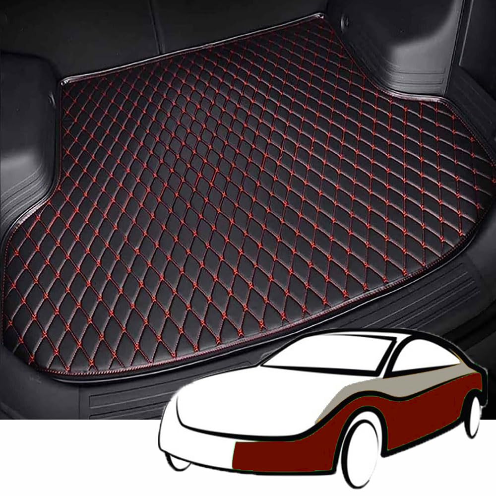 Auto Kofferraummatten Kofferraumwanne für Audi A3 Sportback 8Y 2020 2021 2022 2023 2024 Leder Kofferraum Schutzmatte Custom Trunk Mat ZubehöR,BlackRed von ZIROXI