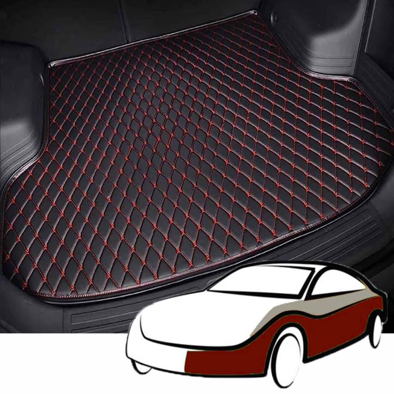 Auto Kofferraummatten Kofferraumwanne für Kodiaq/Kodiaq rs 2016 2017 2018 2019 2020 2021 2022 2023 2024 Leder Kofferraum Schutzmatte Custom Trunk Mat ZubehöR,BlackRed von ZIROXI