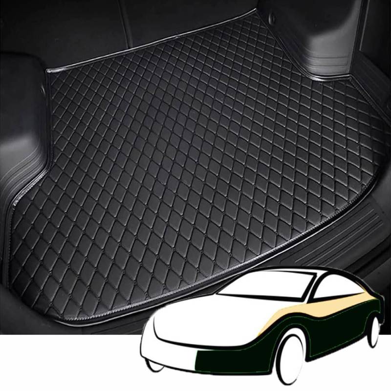 Auto Kofferraummatten Kofferraumwanne für Mercedes Benz GLC X254 2023 2024 Leder Kofferraum Schutzmatte Custom Trunk Mat ZubehöR,Blackstyle von ZIROXI