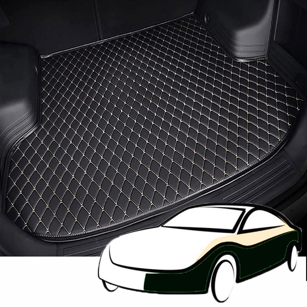 Auto Kofferraummatten Kofferraumwanne für Toyota RAV 4 2019 2020 2021 2022 2023 2024 Leder Kofferraum Schutzmatte Custom Trunk Mat ZubehöR,BlackBeige von ZIROXI