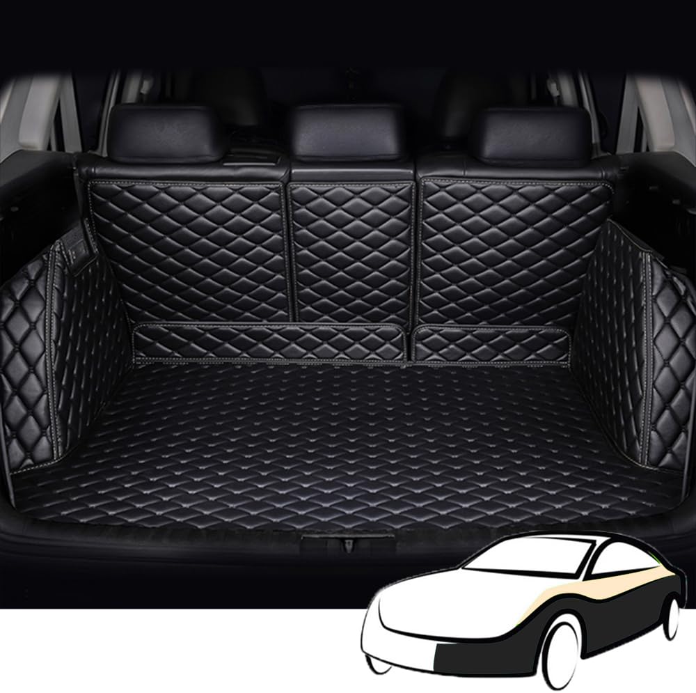 Auto Leder Kofferraumwanne Kofferraummatte für Audi Q8 e-tron SUV 2023 2024 Trunk Mat Boot Mats VollstäNdige Einkreisung Schutzmatten ZubehöR,Blackstyle von ZIROXI