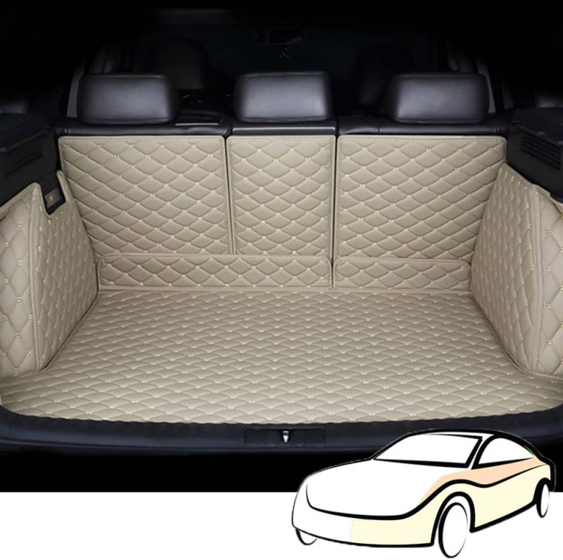 Auto Leder Kofferraumwanne Kofferraummatte für Audi SQ8 2019 2020 Trunk Mat Boot Mats VollstäNdige Einkreisung Schutzmatten ZubehöR,Beigestyle von ZIROXI