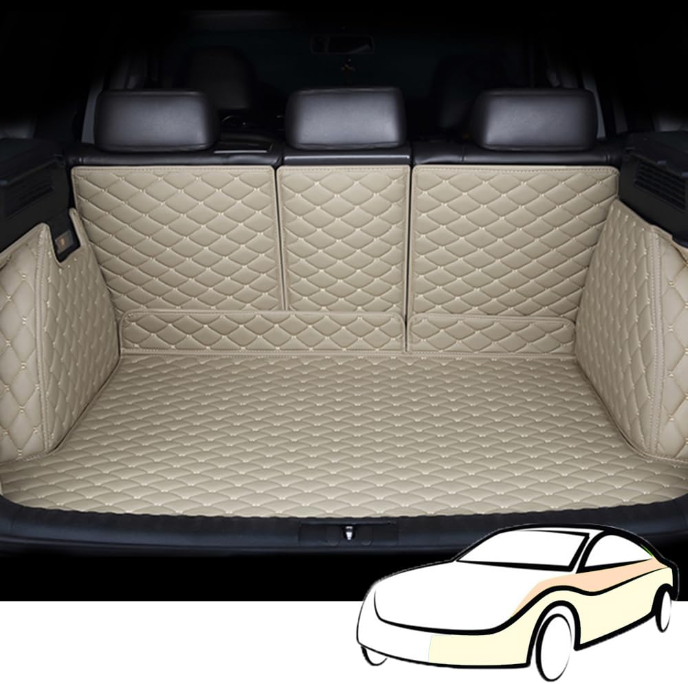 Auto Leder Kofferraumwanne Kofferraummatte für Citroen Ds7 Ds 7 Crossback 2018 2020 2021 2022 2023 2024 Trunk Mat Boot Mats VollstäNdige Einkreisung Schutzmatten ZubehöR,Beigestyle von ZIROXI