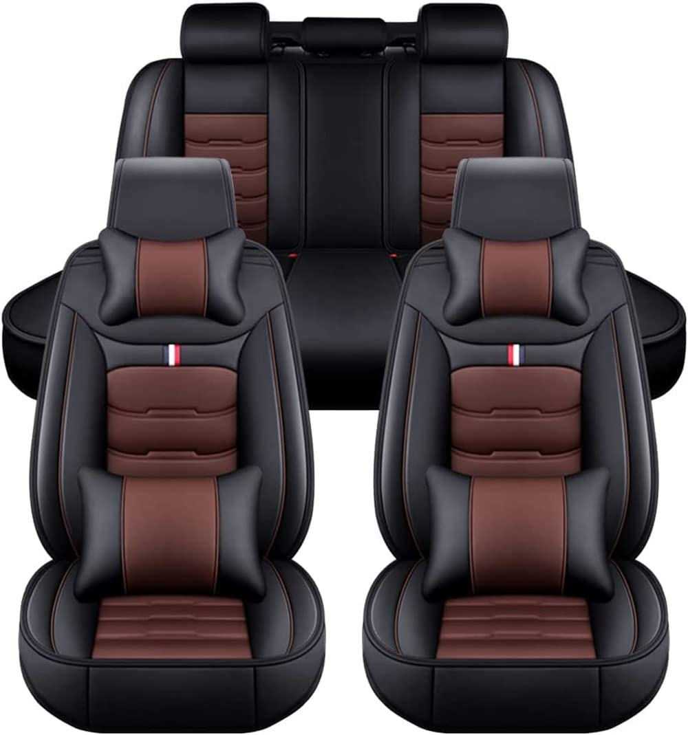 ZIROXI Auto Sitzbezüge für Mercedes-Benz R-Class W251 2005-2017 5-Sitze PU Leder Vorne und Hinten Autositzbezüge Zubehör,Black-Brown-Luxurious_Set von ZIROXI