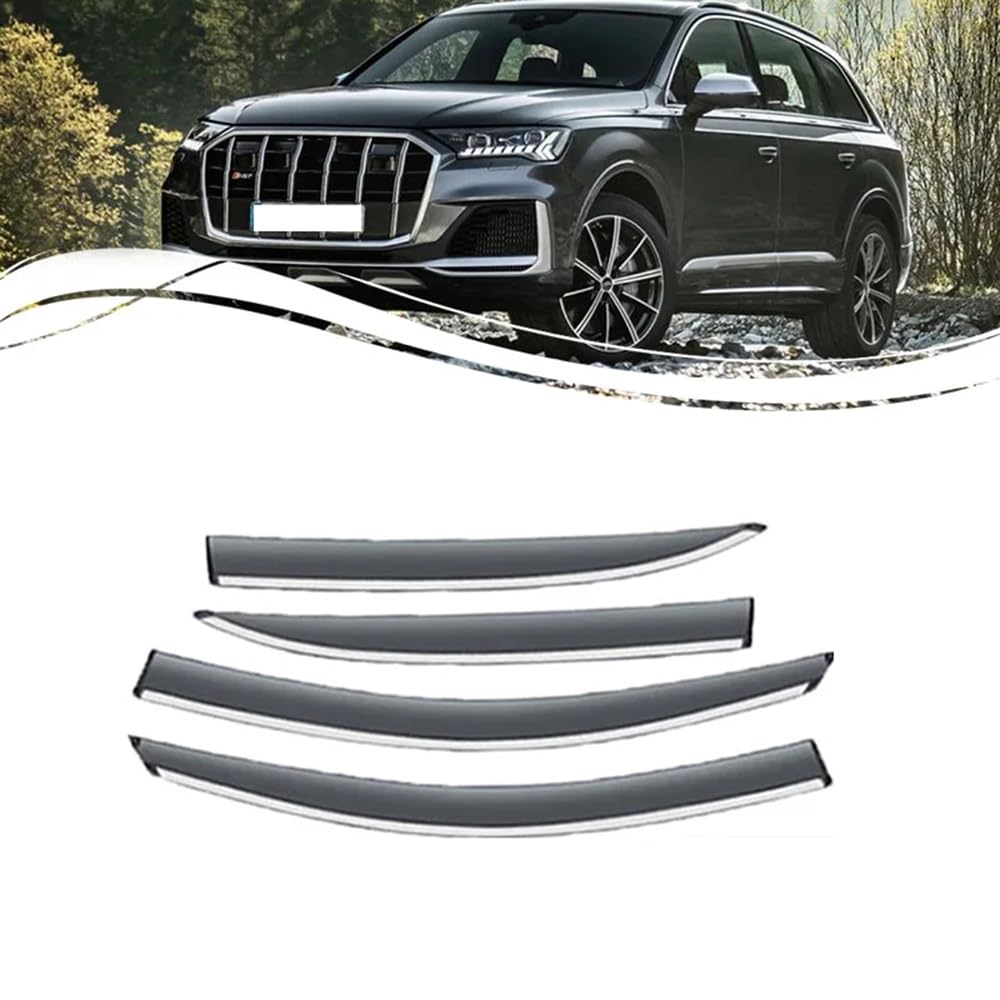 ZIROXI Autofenster Windabweiser für Audi Q7 4M 2016 2017 2018 2019 2020 2021 2022 2023 2024 Vorne Hinten Regenabweiser Car Wind Visier Deflectors Abdeckung Zubehör von ZIROXI