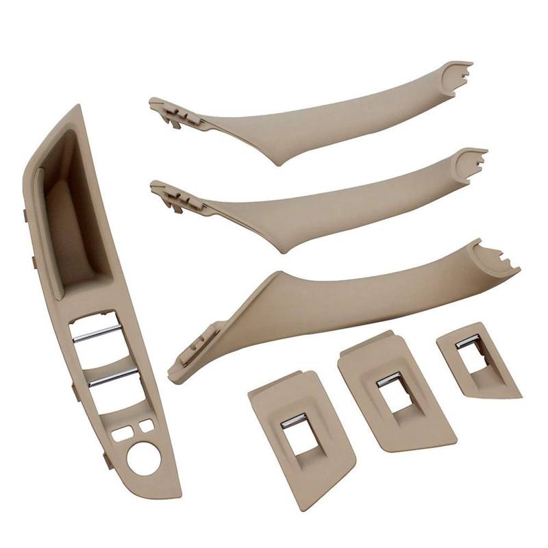 7 Teile/satz Auto-Innentürgriffe Panel Schalterrahmen Autozubehör/Passend for BM-W F10 528i 550i for Linkslenker-Trimmabdeckung Innenraum Türgriff innen passend(Cream(7PCS)) von ZIxmix