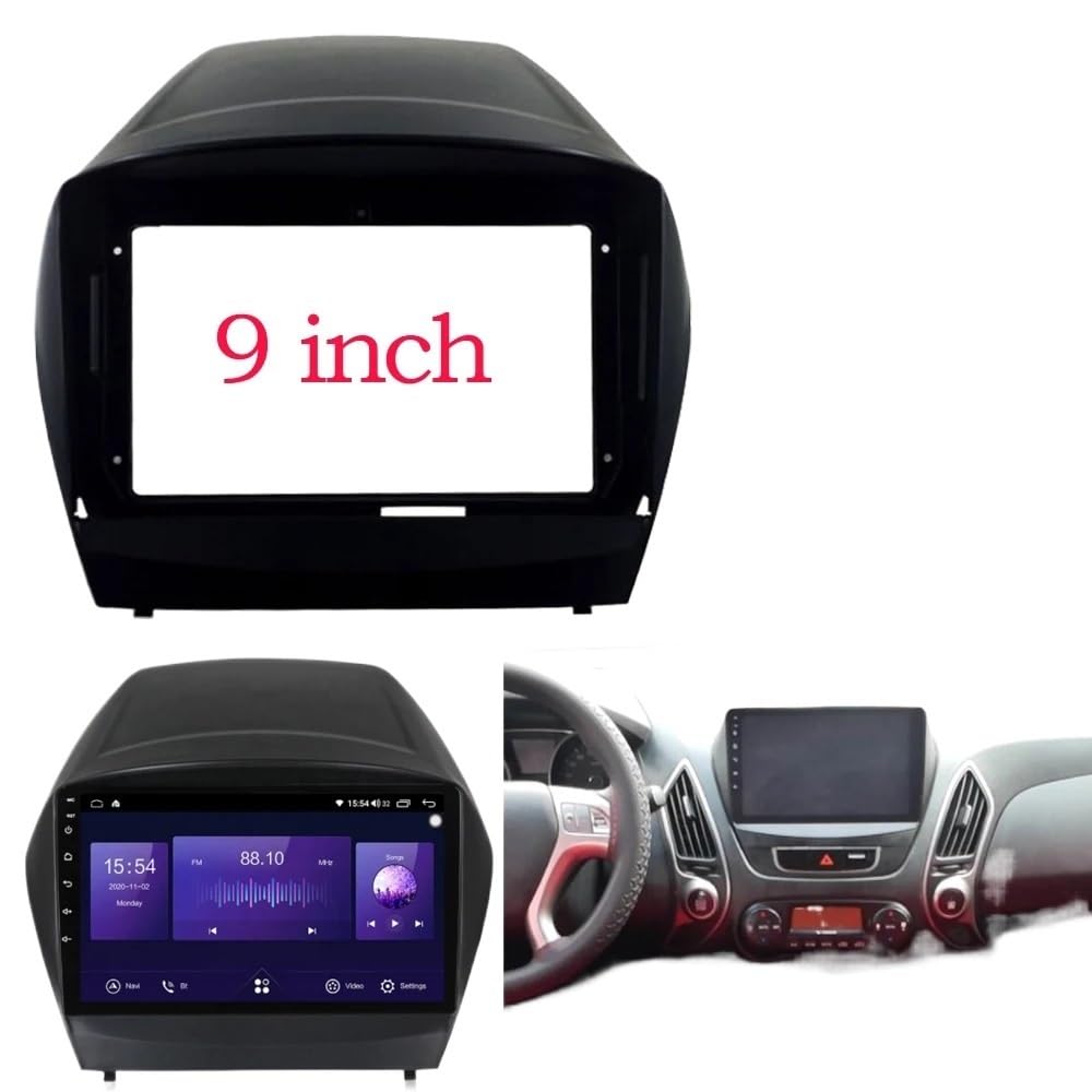 9-Zoll-2-DIN-Autoradio-Rahmen/passend for HYUNDAI TUCSON IX35 2010–15 DVD-MP5-Player-Installationspanel Surround-Dash-Trim-Kit Audio Autoradio Radioblende Doppel,Autoradio-Rahmen(9 inch frame cord) von ZIxmix