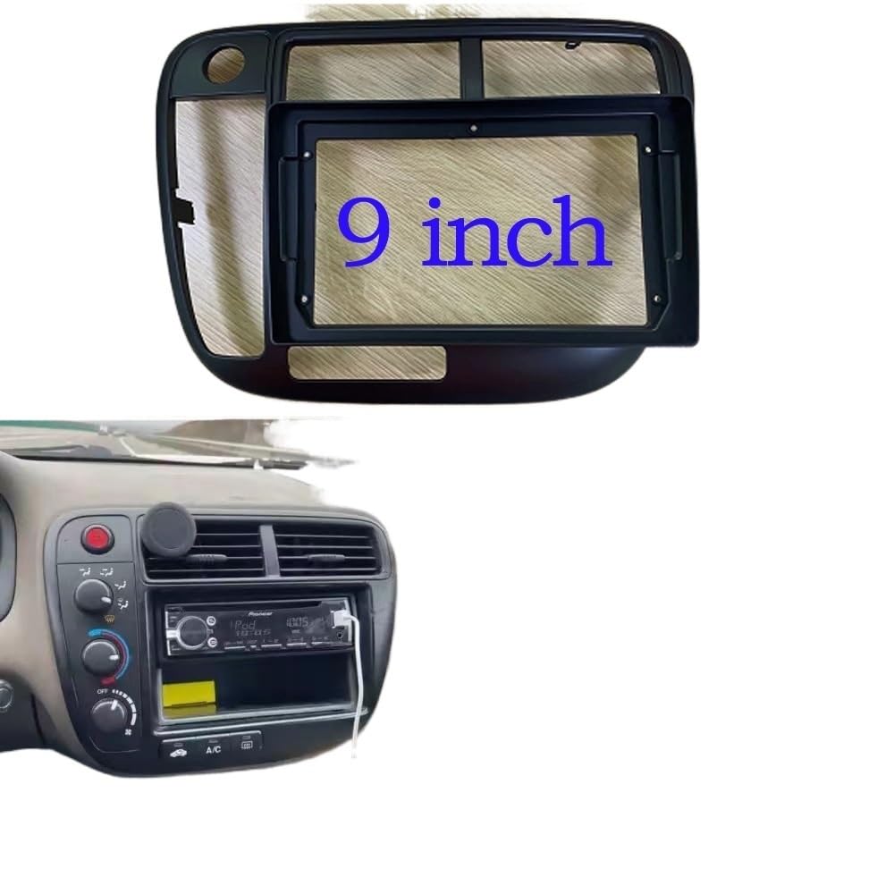 9-Zoll-Autoradio-Blende/Fit for 1998–2000 Honda Civic Dash Kit. Installieren Sie die Facia-Konsolenblende mit Stereo-Adapterplatte Autoradio Radioblende Doppel,Autoradio-Rahmen(Left Wheel) von ZIxmix