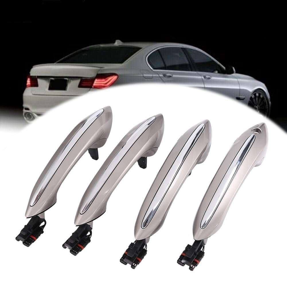 Auto Außentürgriff Fahrertür 4-teiliges Champagner-Türgriff-Set for den Außen- und Komfortzugang/Passend for BMW 5 6 7er F07 F10 F11 F06 F12 F13 F01 F02 Auto-Außentürgriff von ZIxmix