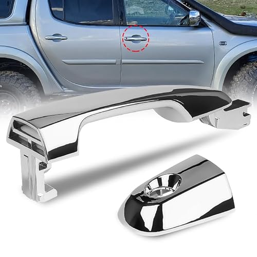 Auto Außentürgriff Fahrertür Äußerer Türgriff vorne links und rechts, Chrom/Schwarz, passend for Mitsubishi Triton ML MN 2006–2015, Außenzubehör for Autos Auto-Außentürgriff(Sliver Front LH-RH) von ZIxmix