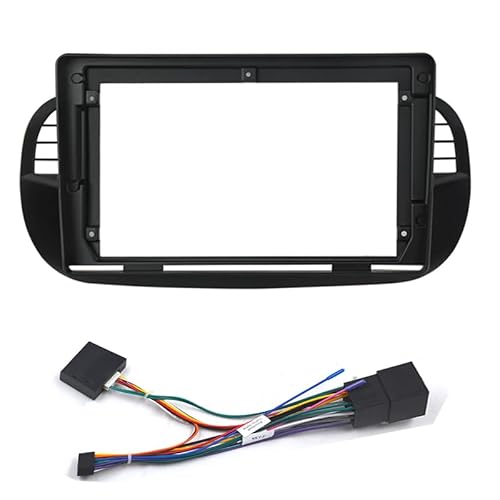 Autoradio-Blende/Passend for Fiat 500 2007-2015 Audio-Stereo-Armaturenbrett-Rahmen-Kit Mittelkonsolenhalter Blende Frontplatte Autoradio Radioblende Doppel,Autoradio-Rahmen(Black cable canbus) von ZIxmix