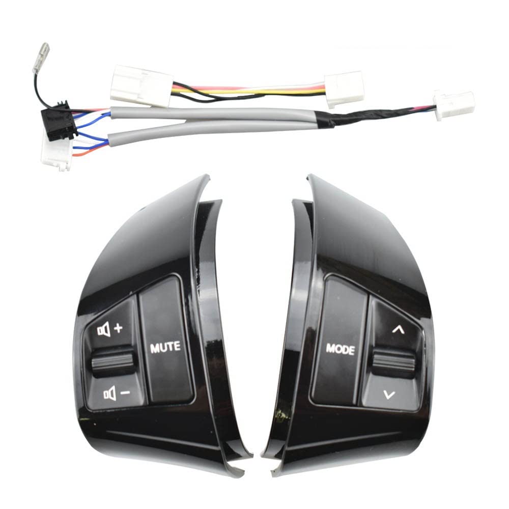 Lenkrad Schalter Kompatibel Multifunktions-Lenkrad-Fernbedienungs-Bluetooth-Knopfschalter mit Kabel/passend for Hyundai Elantra 2008–2015(Piano black-6keys) von ZIxmix