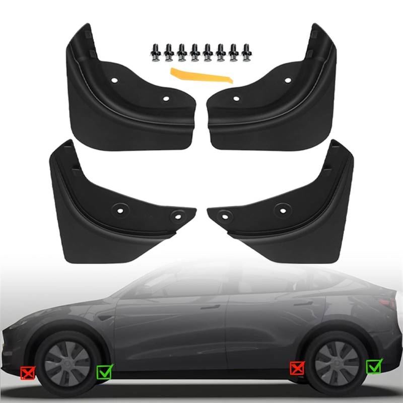 Schmutzfänger/Passend for Model Y 2019-2024 Model 3 Highland 2024 Verbesserte weiche TPE-Schmutzfänger Kein Bohren Spritzschutz Kotflügel Zubehör Car fender edge repair tools(M Y Front 23-24 4pcs) von ZIxmix