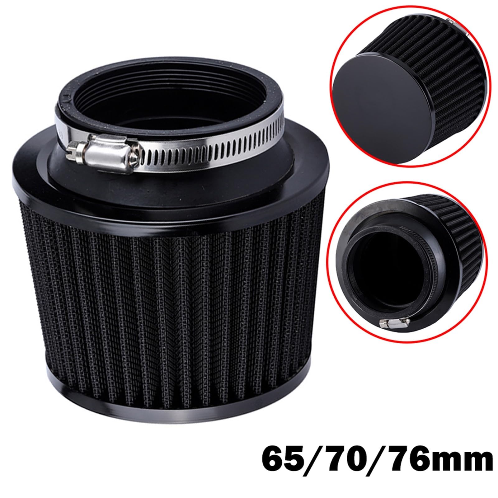 nnenraumfilter mit Aktivkohle Universal-Luftfilter-Ansaugset fürs Auto, 3 Zoll, 65/70/76 mm, High Flow, Kaltluftansaugfilter, Sportnetz-Filterkegel, Autozubehör(65mm) von ZIxmix