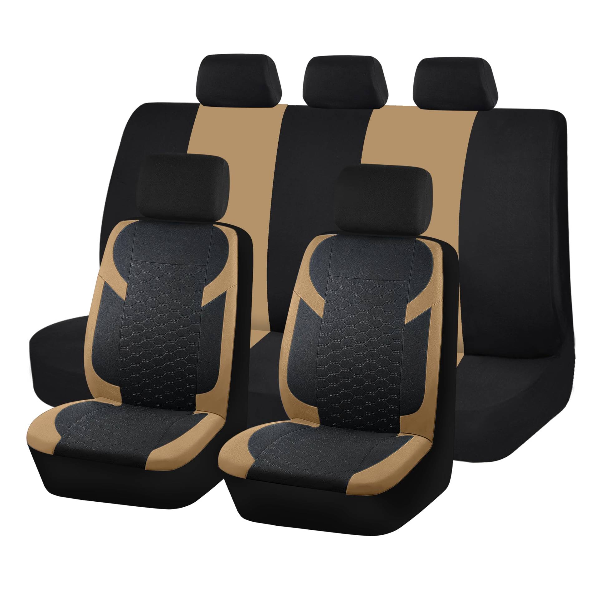 ZJGZNB 9pcs Autositzbezüge Set,kompatibel mit Mercedes-Benz ML-Class AMG (W166) 2013-2015,Sitzbezüge,3-Beige von ZJGZNB