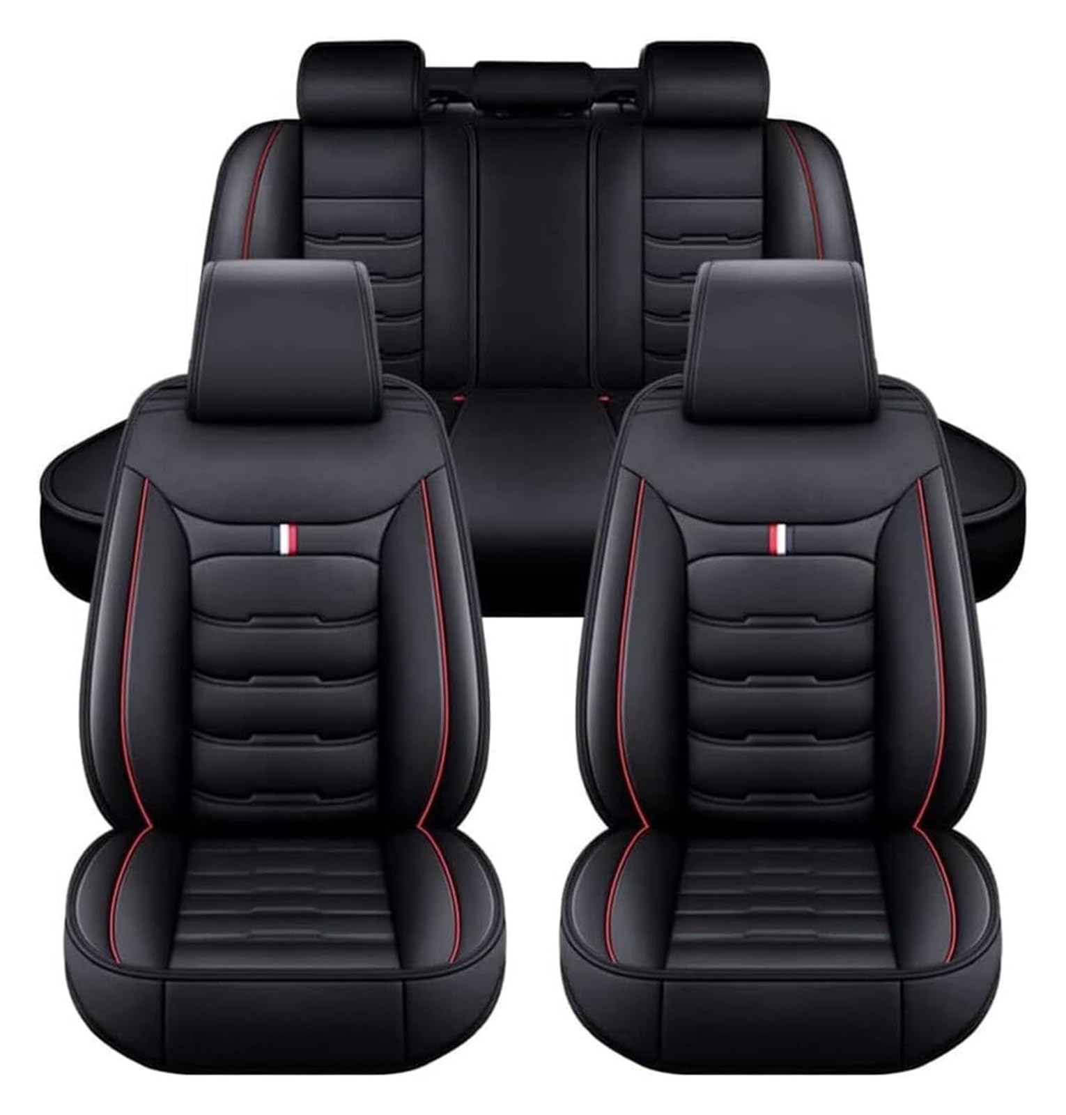 ZJHESXV Auto Sitzbezüge für V-W Tiguan 2016-2022 2023, Leder Autositzbezüge Sets, 5 Sitzer Schonbezüge Sitzschoner Vorne Hinten Wasserdicht Sitzauflage Accessories(C(Black Red)) von ZJHESXV