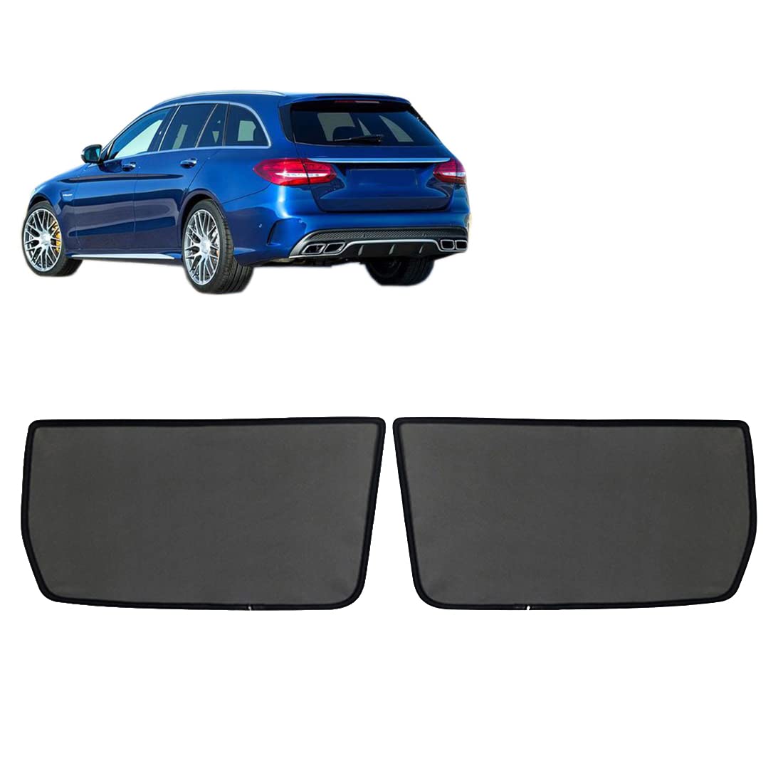 Sonnenschutz Auto Vorhang Für Baby Kinder Sonnenblende Für C Class S205 Wagon 2014-2021 UV Schutz Magnetisch Sonnenschutz Für Autofenster Seitenscheibe Schwarz,Rear-window-2PCS von ZJIEX