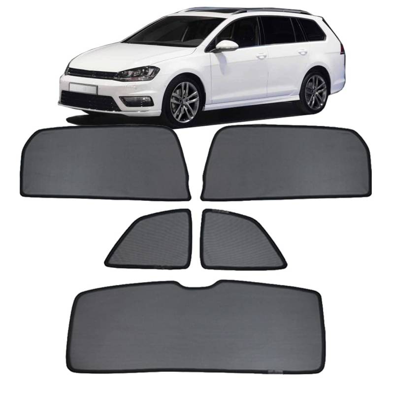 Sonnenschutz Auto Vorhang Für Baby Kinder Sonnenblende Für Golf 7 Variant 2013-2020 UV Schutz Magnetisch Sonnenschutz Für Autofenster Seitenscheibe Schwarz,Rear+Triangular+Back-windscreen-5PCS von ZJIEX