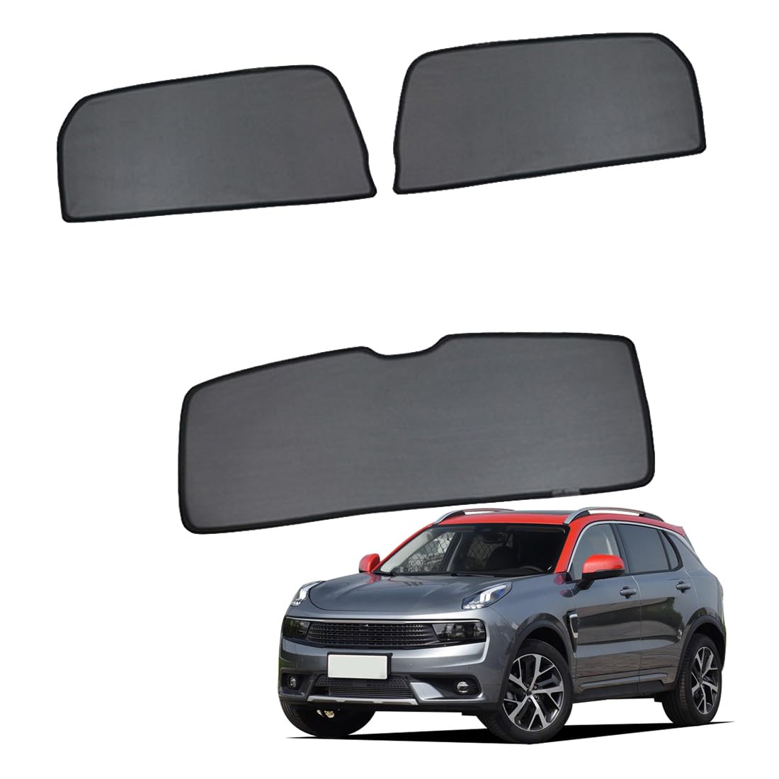 Sonnenschutz Auto Vorhang Für Baby Kinder Sonnenblende Für LYNK CO 01 CX11 2017-2023 UV Schutz Magnetisch Sonnenschutz Für Autofenster Seitenscheibe Schwarz,Rear-Window+Back-windscreen-3PCS von ZJIEX