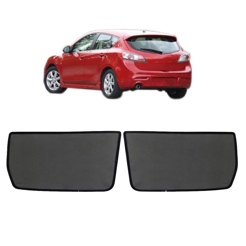 Sonnenschutz Auto Vorhang Für Baby Kinder Sonnenblende Für Mazda 3 Hatchback BL 2009-2013 UV Schutz Magnetisch Sonnenschutz Autofenster Seitenscheibe Schwarz,Rear-window-2PCS von ZJIEX