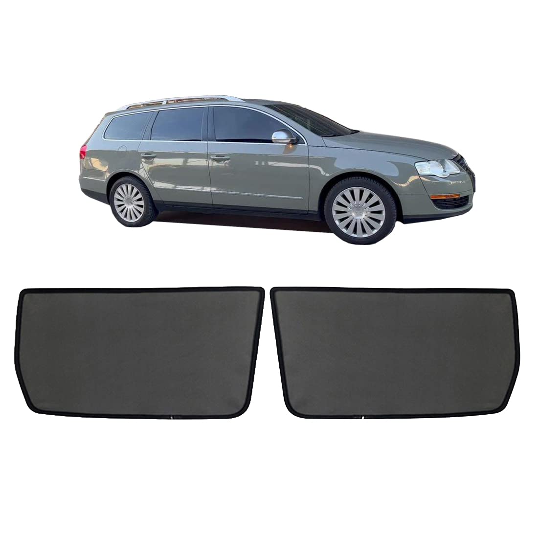 Sonnenschutz Auto Vorhang Für Baby Kinder Sonnenblende Für Passat B6 Variant 2005-2010 UV Schutz Magnetisch Sonnenschutz Für Autofenster Seitenscheibe Schwarz,Rear-window-2PCS von ZJIEX