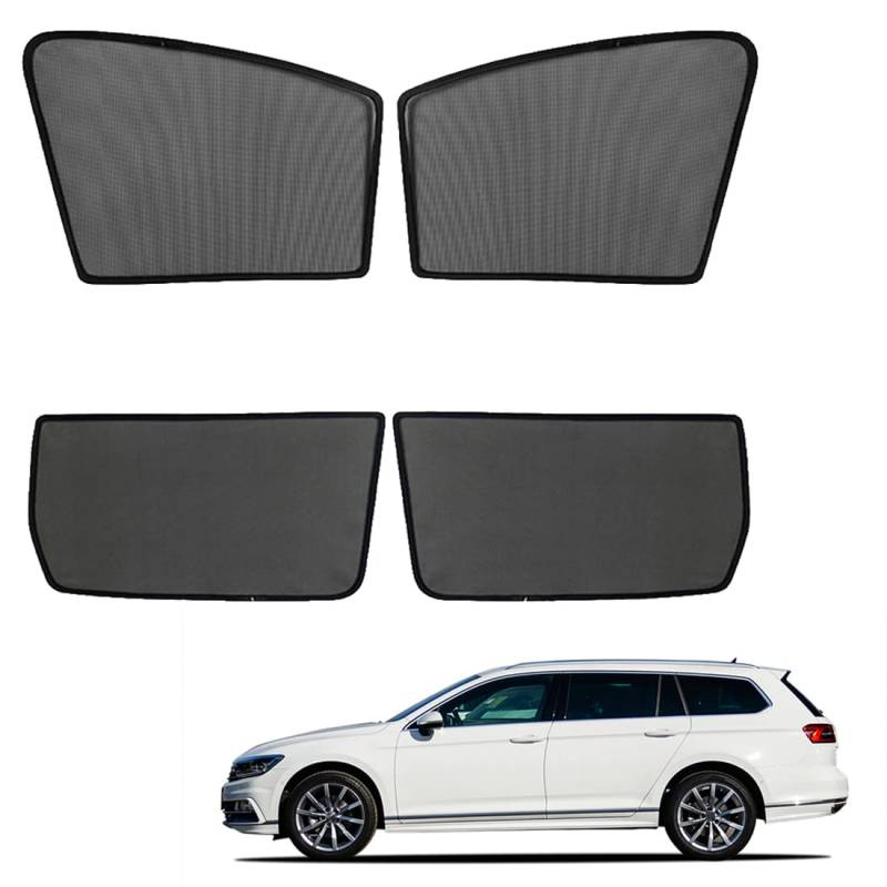 Sonnenschutz Auto Vorhang Für Baby Kinder Sonnenblende Für Passat B8 Variant 2016-2022 UV Schutz Magnetisch Sonnenschutz Für Autofenster Seitenscheibe Schwarz,Front-Window+Rear-window-4PCS von ZJIEX