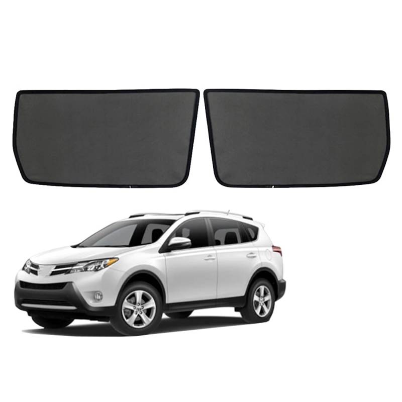 Sonnenschutz Auto Vorhang Für Baby Kinder Sonnenblende Für RAV4 XA40 2013-2018 UV Schutz Magnetisch Sonnenschutz Für Autofenster Seitenscheibe Schwarz,Rear-window-2PCS von ZJIEX