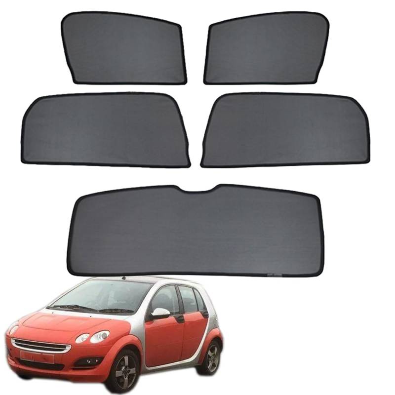 Sonnenschutz Auto Vorhang Für Baby Kinder Sonnenblende Für Smart Forfour W454 2004-2007 UV Schutz Magnetisch Sonnenschutz Für Autofenster Seitenscheibe Schwarz,5PCS von ZJIEX