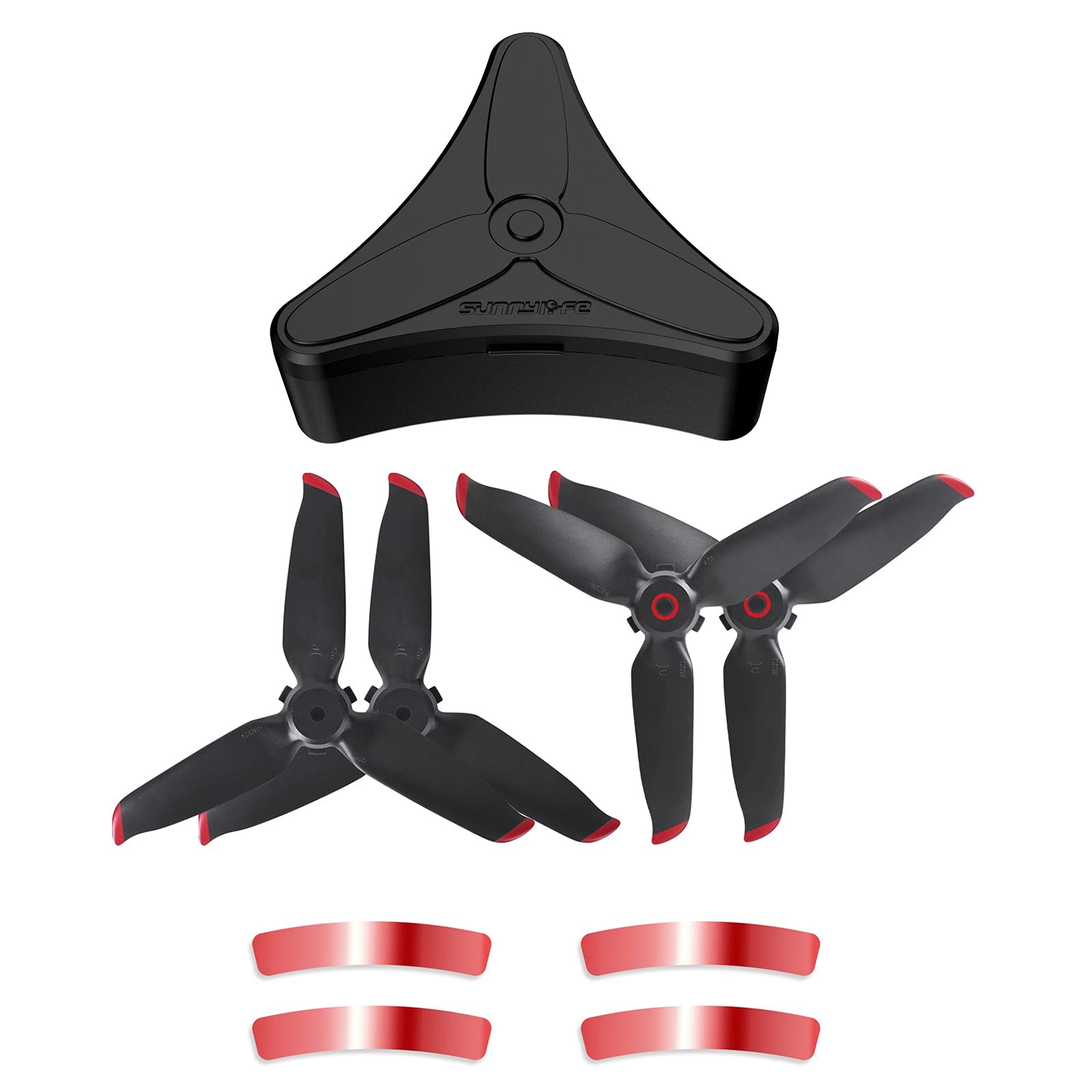 FPV Combo Drone Propeller Zubehör Schutzbox + 4 Stück Propeller Zubehör für DJI FPV Combo Drone (Rot) von ZJRXM Zubehör für DJI Drone