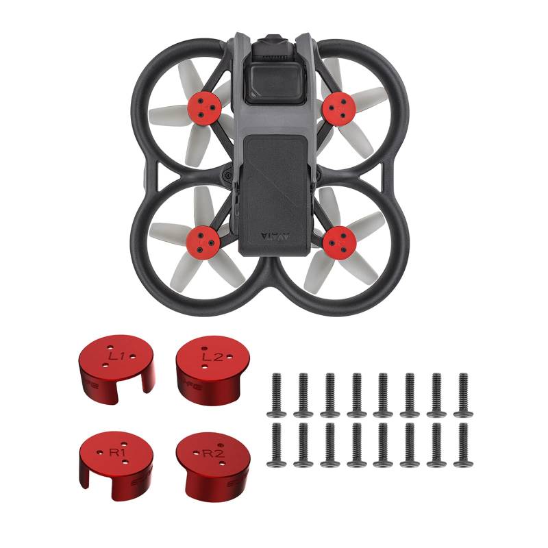 ZJRXM Avata Motorkappe für DJI Avata FPV Drohne Zubehör, 4 Stück/Set Aluminium Motor Covers Staubdichte Schutzhülle für DJI Avata Drohne (Rot) von ZJRXM