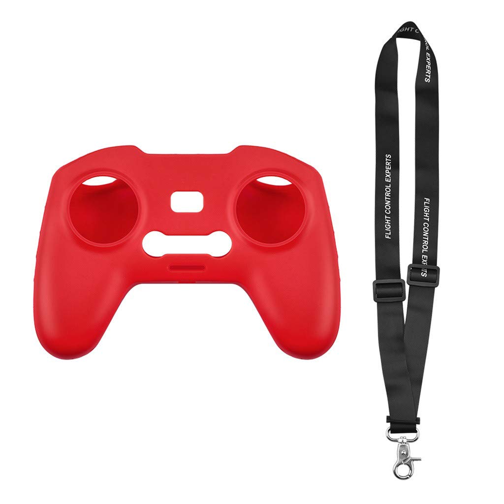 ZJRXM FPV Combo Drone Fernbedienung Silikon Schutzhülle mit Lanyard, Silikon Schutzhülle Staubdichte Abdeckung Fall Haut mit Umhängeband Lanyard für DJI FPV Combo Drone Romote Controller (Rot) von ZJRXM