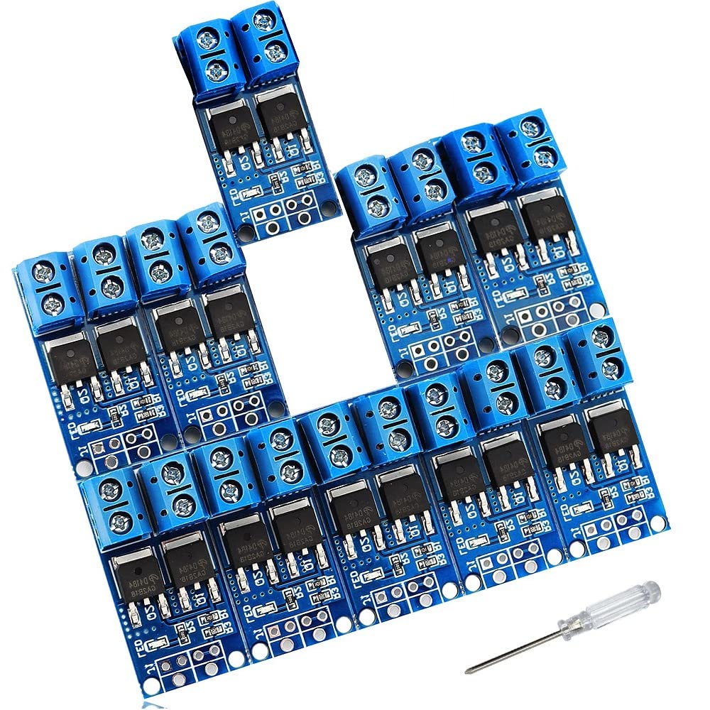 MOSFET Treibermodul 5V-36V 15A (Max. 30A) 10 Pcs Module Feldeffektröhren PWM 400W Dual-Hochleistungs Switching Driver Modul PWM Einstellung Elektronische Schalter Schalttafeln für Arduino von ZJRung