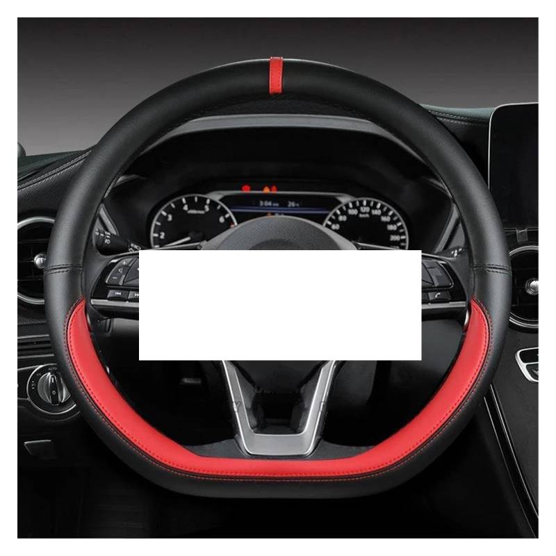 38 cm Auto Lenkrad Abdeckung Mit Korrektur Markierung Für Nissan X-Trail Für Qashqai Für Micra Für Kicks Für Tiida(D Shape Red) von ZJYDDM