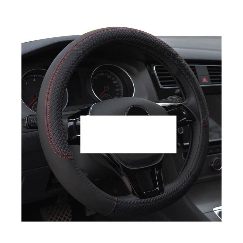 Auto-Innenraum, Auto-Lenkrad-Schutzhüllen, Weiches, Rutschfestes PU-Leder, 37–38 cm, Auto-Lenkrad(Black) von ZJYDDM