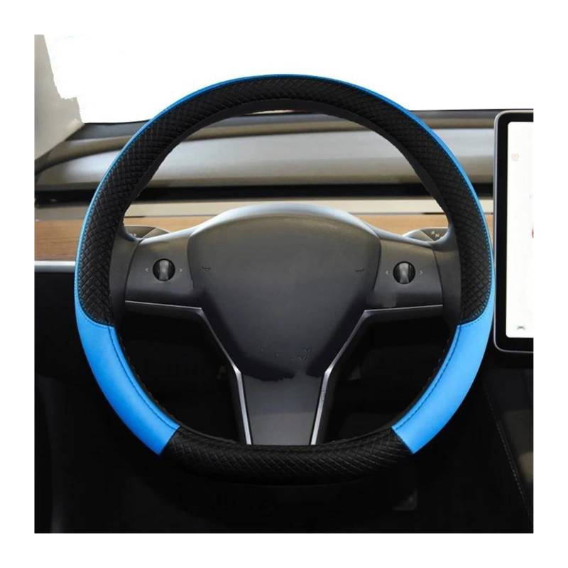 Auto Lenkrad Abdeckung PU Leder Nicht-slip Auto Zubehör Für Tesla Modell 3 2016 2017 2018 2019 2020 2021 2022 2023(Blue) von ZJYDDM