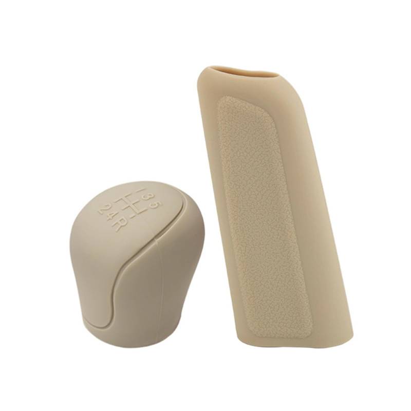 Auto Schaltknauf Silikon-Schaltknauf-Abdeckung Für Die Handbremse Rutschfester Griff Schutzhülle Für Autos Schalthebelmanschetten Auto-Innenausstattung Schaltgetriebe(Beige 2pcs) von ZJYZYQ