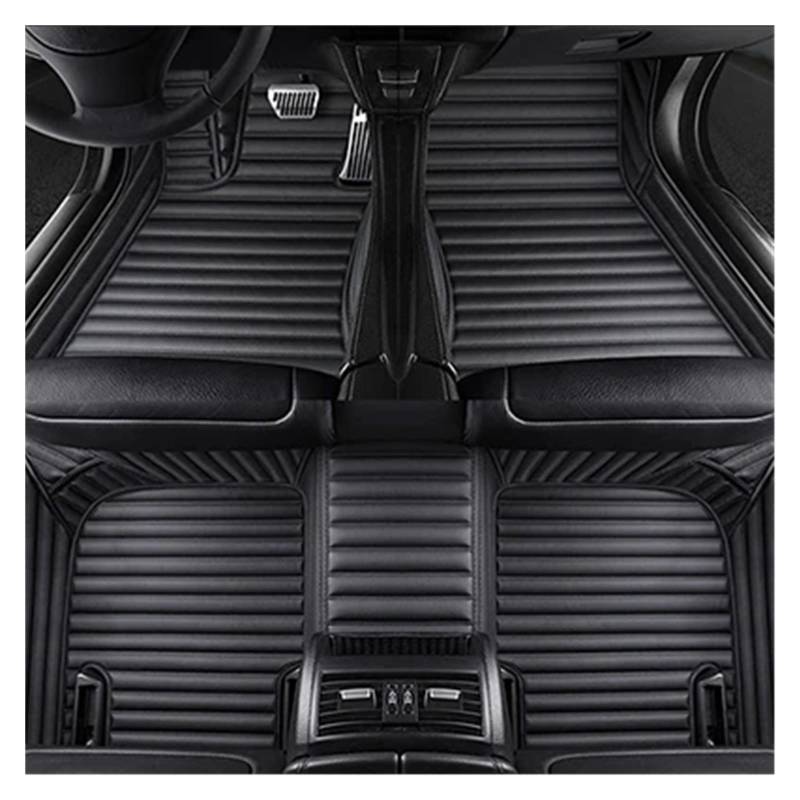 Autofußmatten Benutzerdefinierte Streifen Leder 5D Auto Boden Matte Fuß Panel Liner Für Hyundai Für Genesis Für GV60 2020 2021 2022 2023 Allwetterfußmatten(All Black 5 Seat) von ZJYZYQ