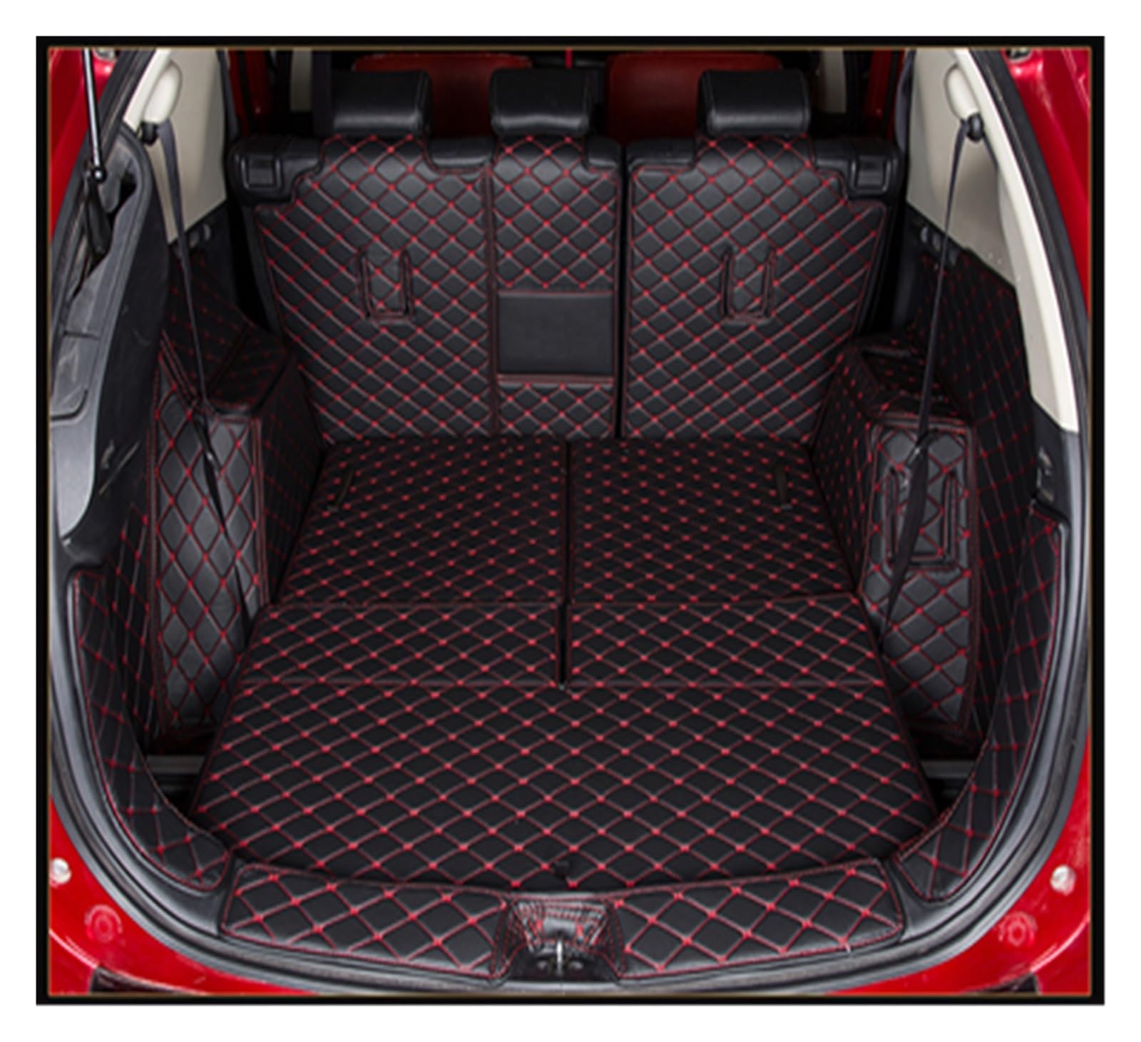 Kofferraummatten Auto-Kofferraummatte Cargo-Liner Teppich Teppich Für Für Outlander 2013 2014 2015 2016 2017 2018 2019 2020 Kofferraumwannenauskleidung(Black red) von ZJYZYQ