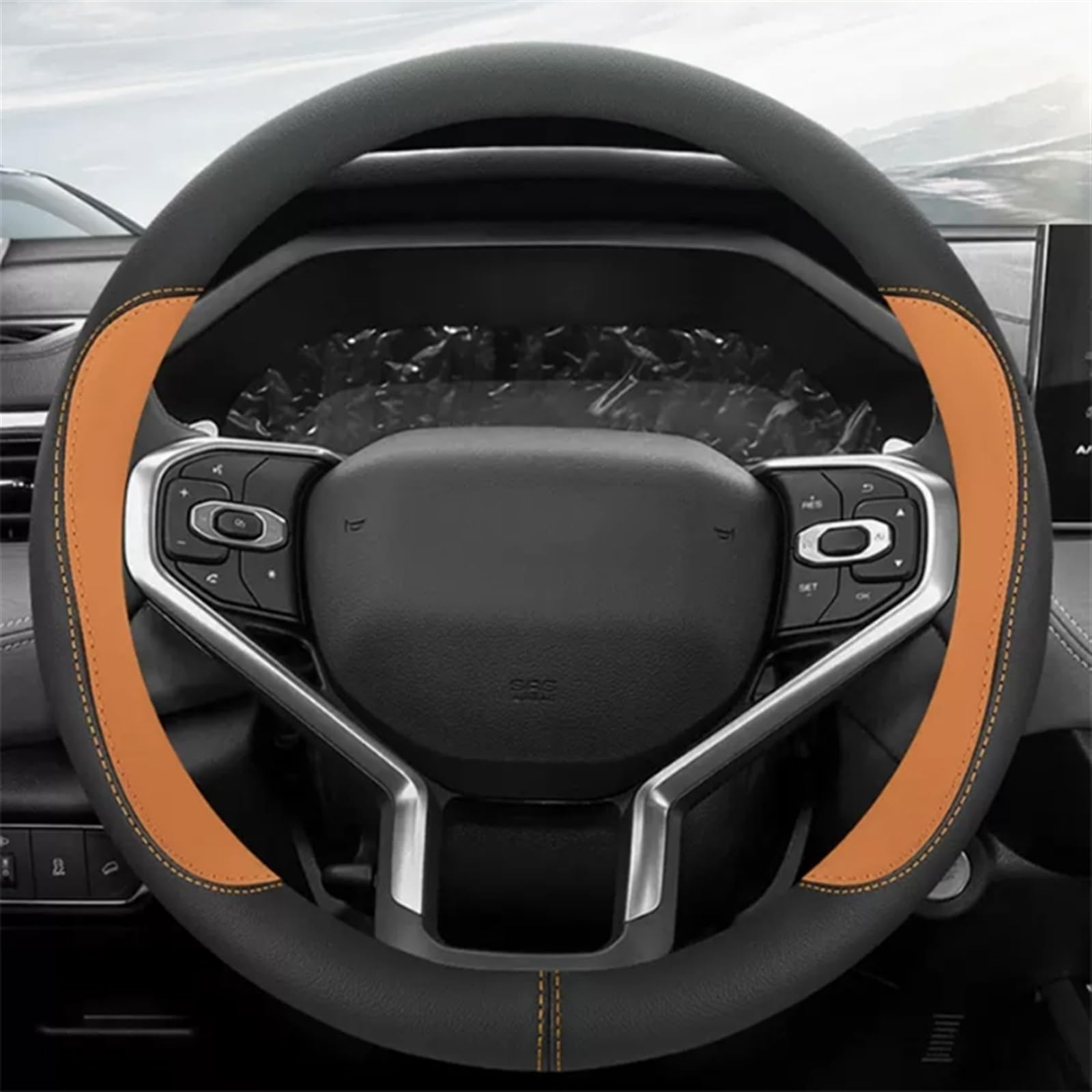 Lenkrad Abdeckung Für Haval Für F7 Für F7X Lenkrad Abdeckung Auto Zubehör Leder Nicht-Slip Sweatproof Innen Griff Abdeckung Lenkradschutz(O-Type orange) von ZJYZYQ