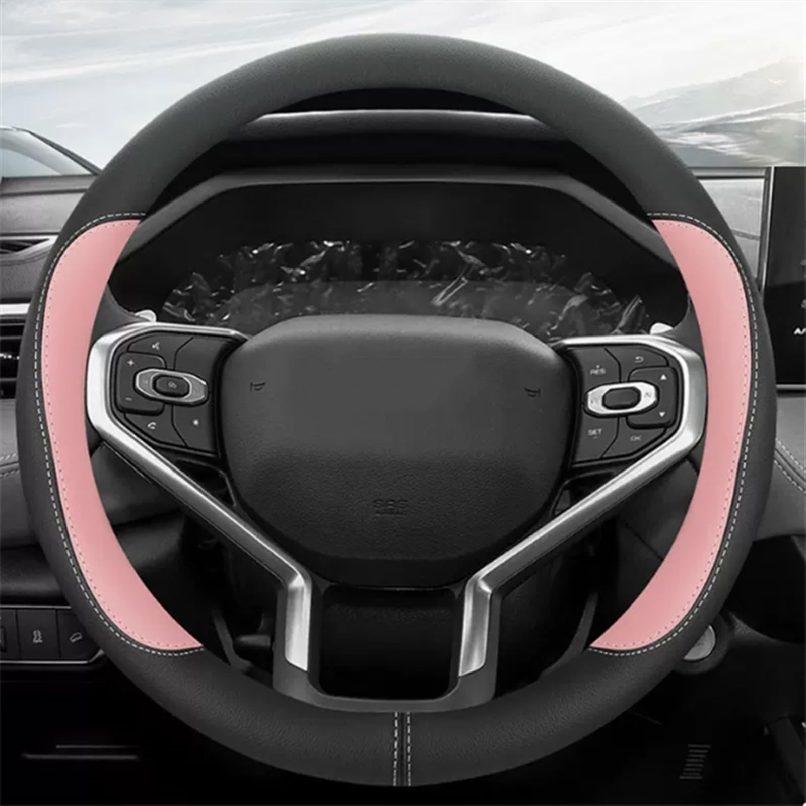 Lenkrad Abdeckung Für Haval Für F7 Für F7X Lenkrad Abdeckung Auto Zubehör Leder Nicht-Slip Sweatproof Innen Griff Abdeckung Lenkradschutz(O-Type pink) von ZJYZYQ