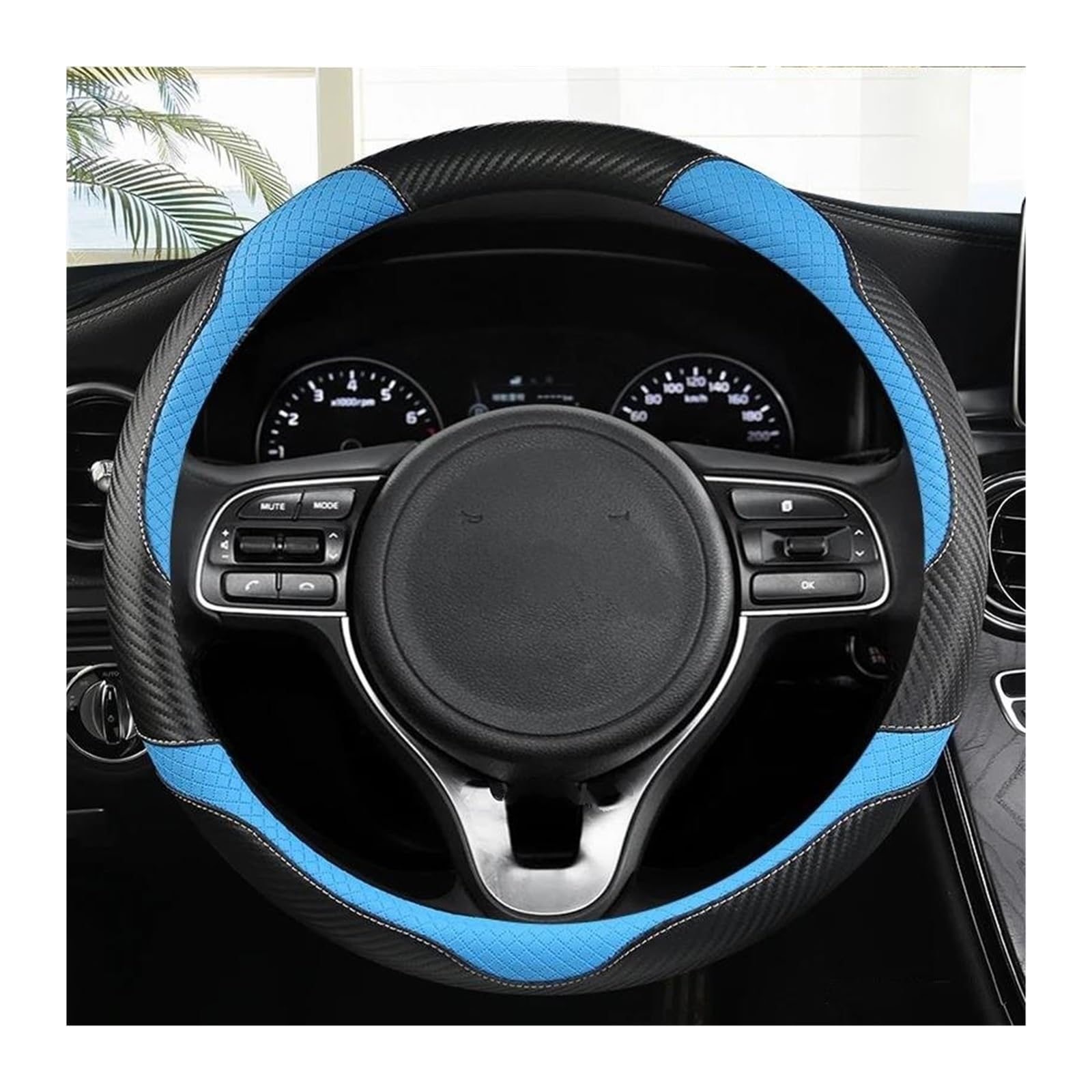 Lenkrad Abdeckung Für Kia Für Ceed Für Sportage Für Picanto Für Cerato Für Seltos Für Soul Für Stonic Für Stinger Für Rio 3 4 5 Auto Lenkrad Abdeckung Lenkradschutz(Blue O Shape) von ZJYZYQ