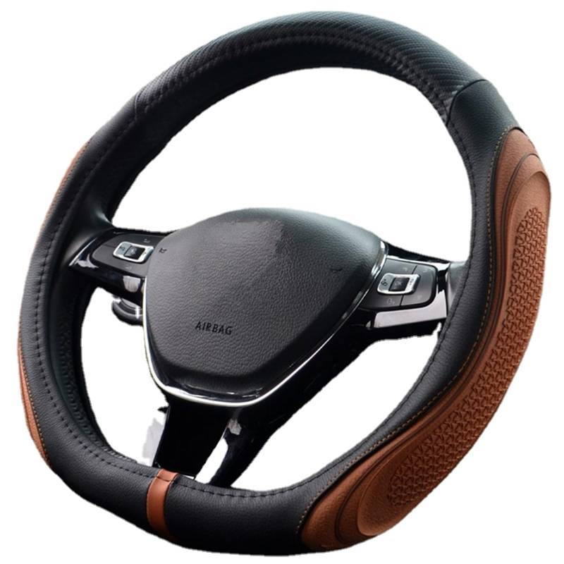 Lenkrad Abdeckung Für T Kreuz Für Magotan Für Golf Für T ROC Lenkrad Abdeckung D-typ Auto Zubehör Leder Nicht-Slip Schweißfest 38 cm Lenkradschutz(4) von ZJYZYQ