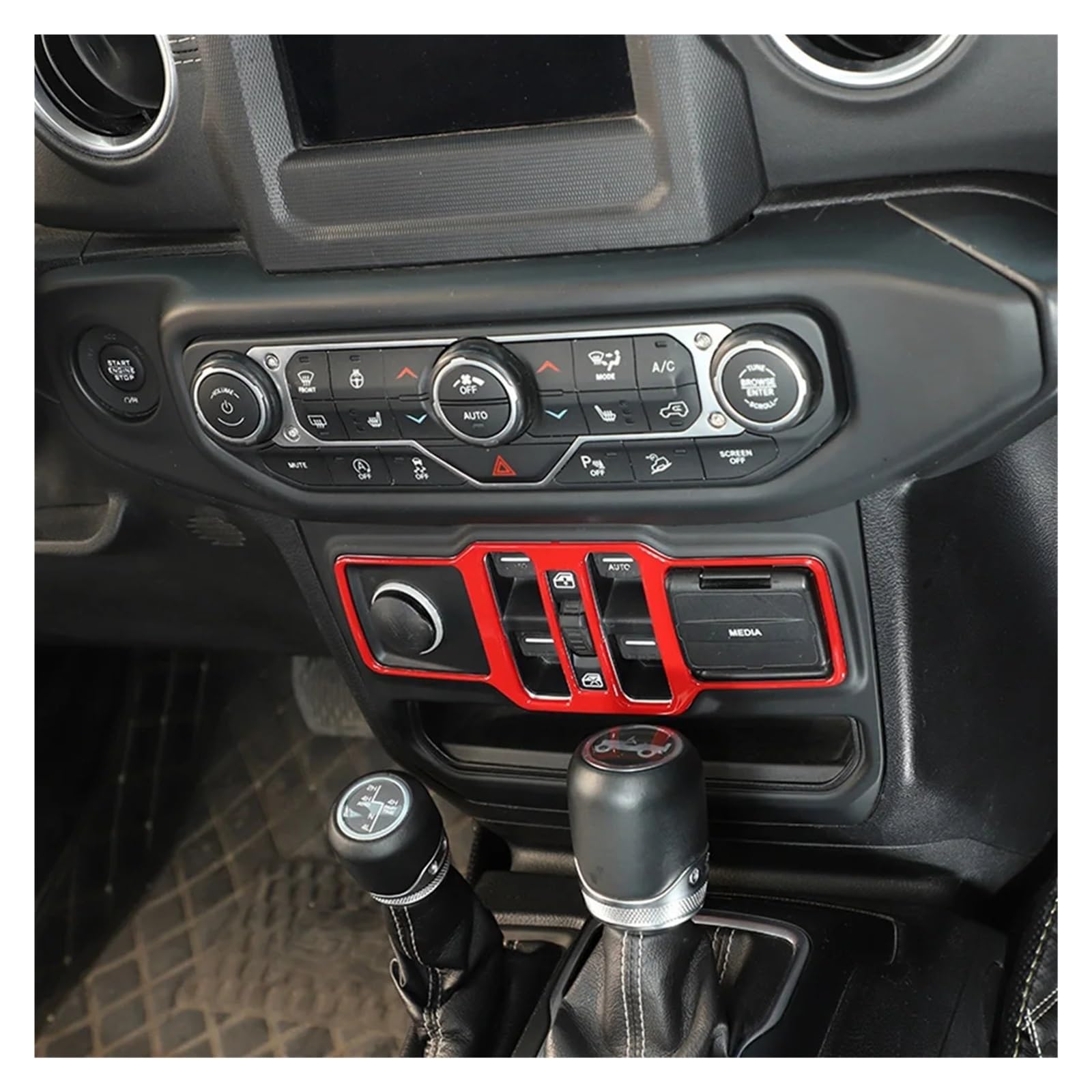 Navigation Panel Trim Auto-Innenfenster-Schalterfeld-Rahmenabdeckung Zieraufkleber Für Jeep Für Wrangler Für JL 2018 Dekoration Mittelkonsole von ZJYZYQ