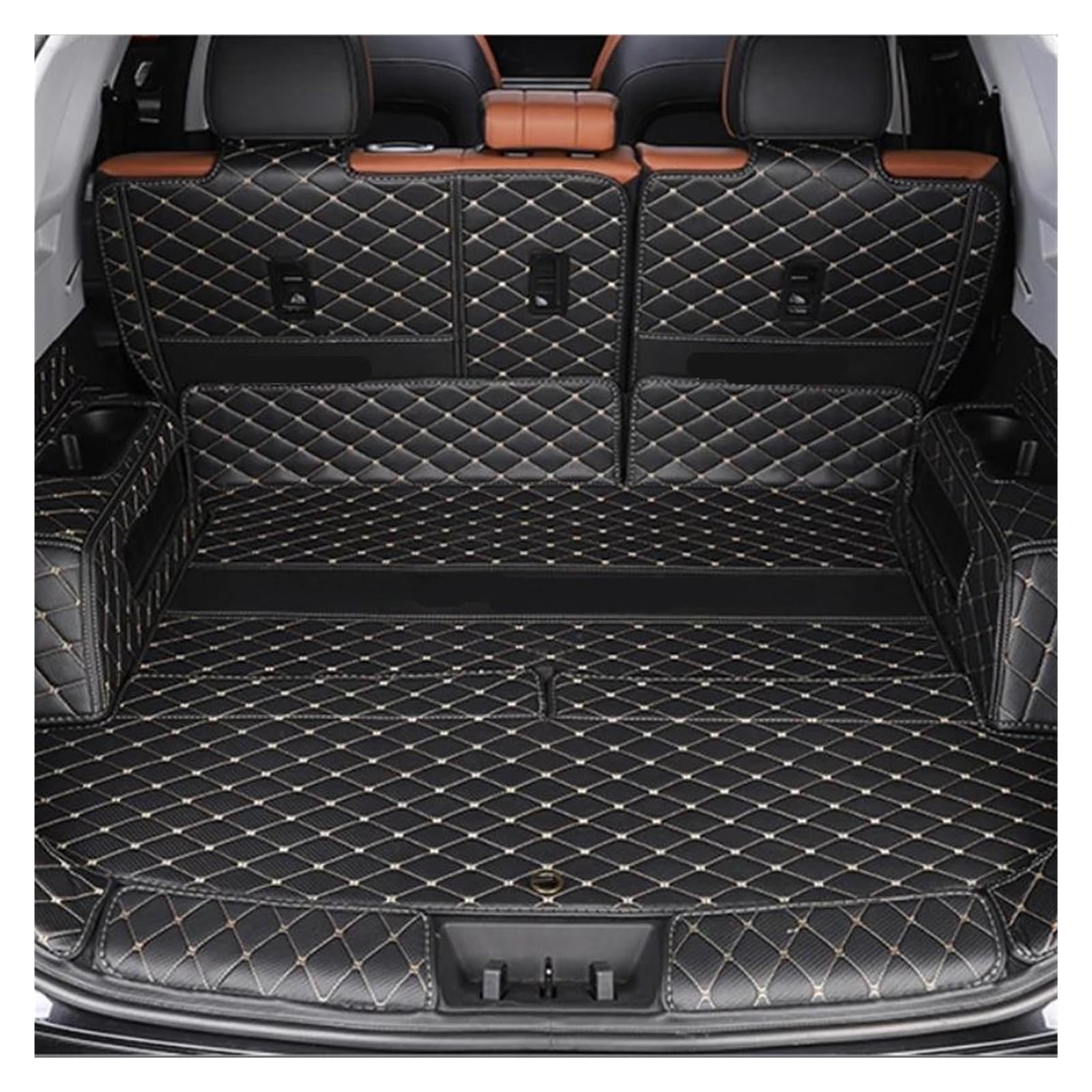 ZJYZYQ Kofferraumschutzmatte Für Chery Für Tiggo Für 8 Pro 2021 2022 2023 Auto Matten Auto Stamm Net Cargo Mat Autos Teile Boot Liner Anti Slip Matte Kofferraumwanne(Black White line) von ZJYZYQ