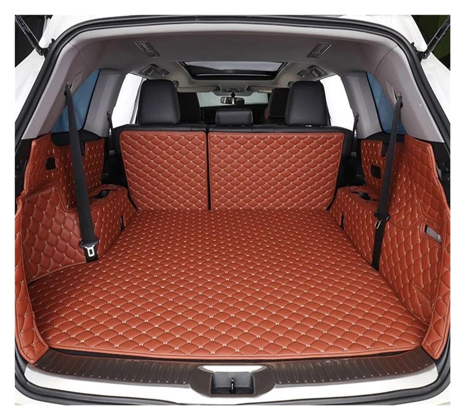 ZJYZYQ Kofferraumschutzmatte Für Kadjar 2016 2017 2018 2019 Hinten Stamm Boden Mat Tray Teppich Schlamm Custom Leder Auto Stamm Matten Auto Hinten Boot Liner Kofferraumwanne(Full Set 2) von ZJYZYQ