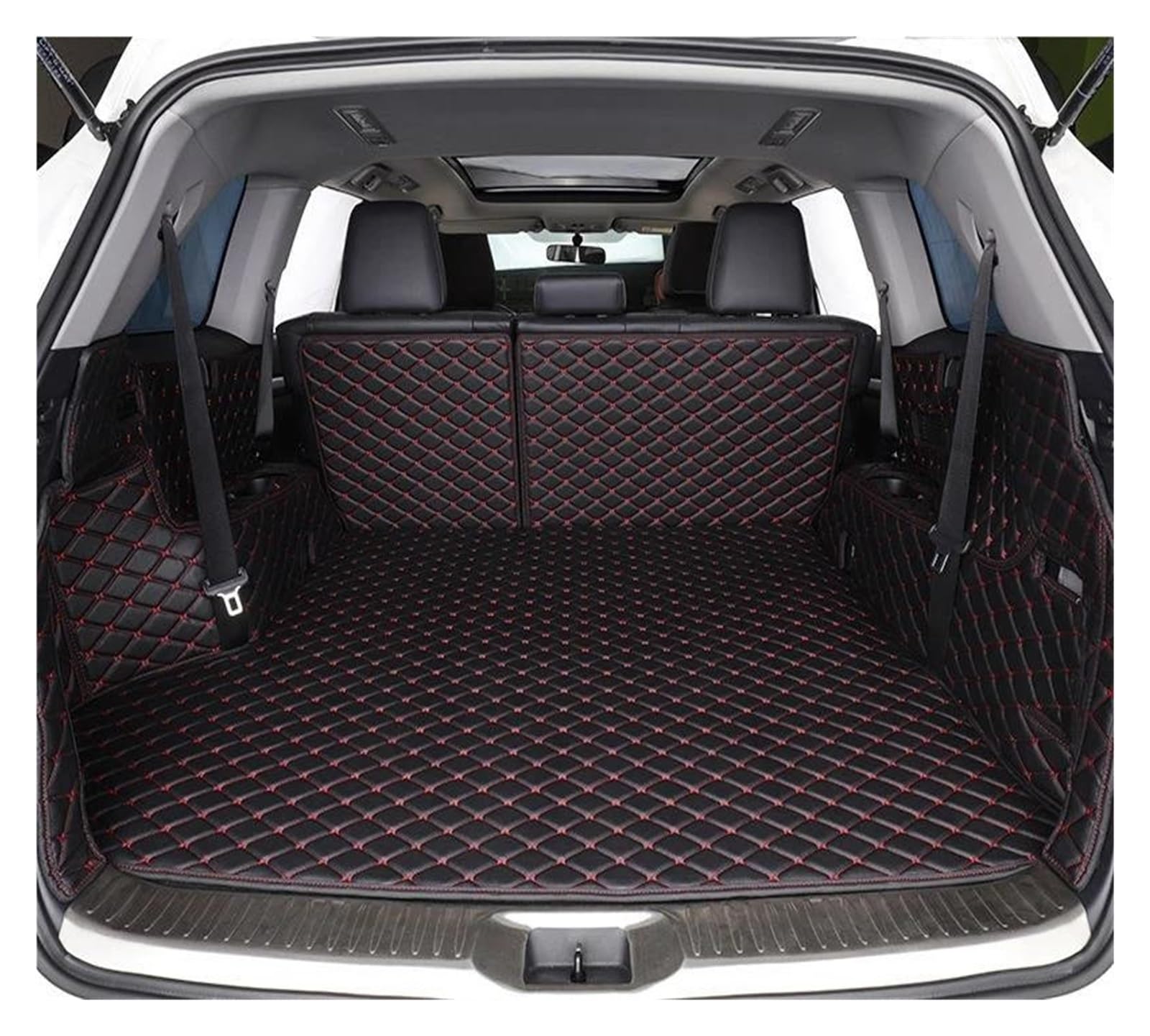 ZJYZYQ Kofferraumschutzmatte Für Kadjar 2016 2017 2018 2019 Hinten Stamm Boden Mat Tray Teppich Schlamm Custom Leder Auto Stamm Matten Auto Hinten Boot Liner Kofferraumwanne(Full Set 5) von ZJYZYQ