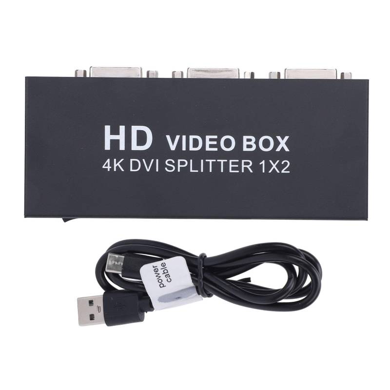 2 Displayverteilung Duplicator, DVI -Splitter an 2 Ports 4K 30Hz Support EDID, 10 M Übertragungsabstand, Plug und Play, Eisenmaterial für PC -Laptop -DVR -Projektor HDTV, mit DVI von ZJchao