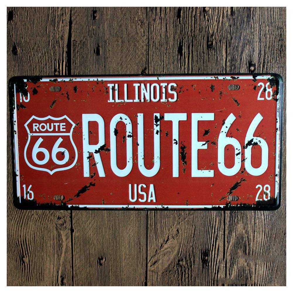 Vintage Route 66 USA R66 Nummernschild Metall Schild Wand Plaque Garage Home (Wie Gezeigt) von ZJchao