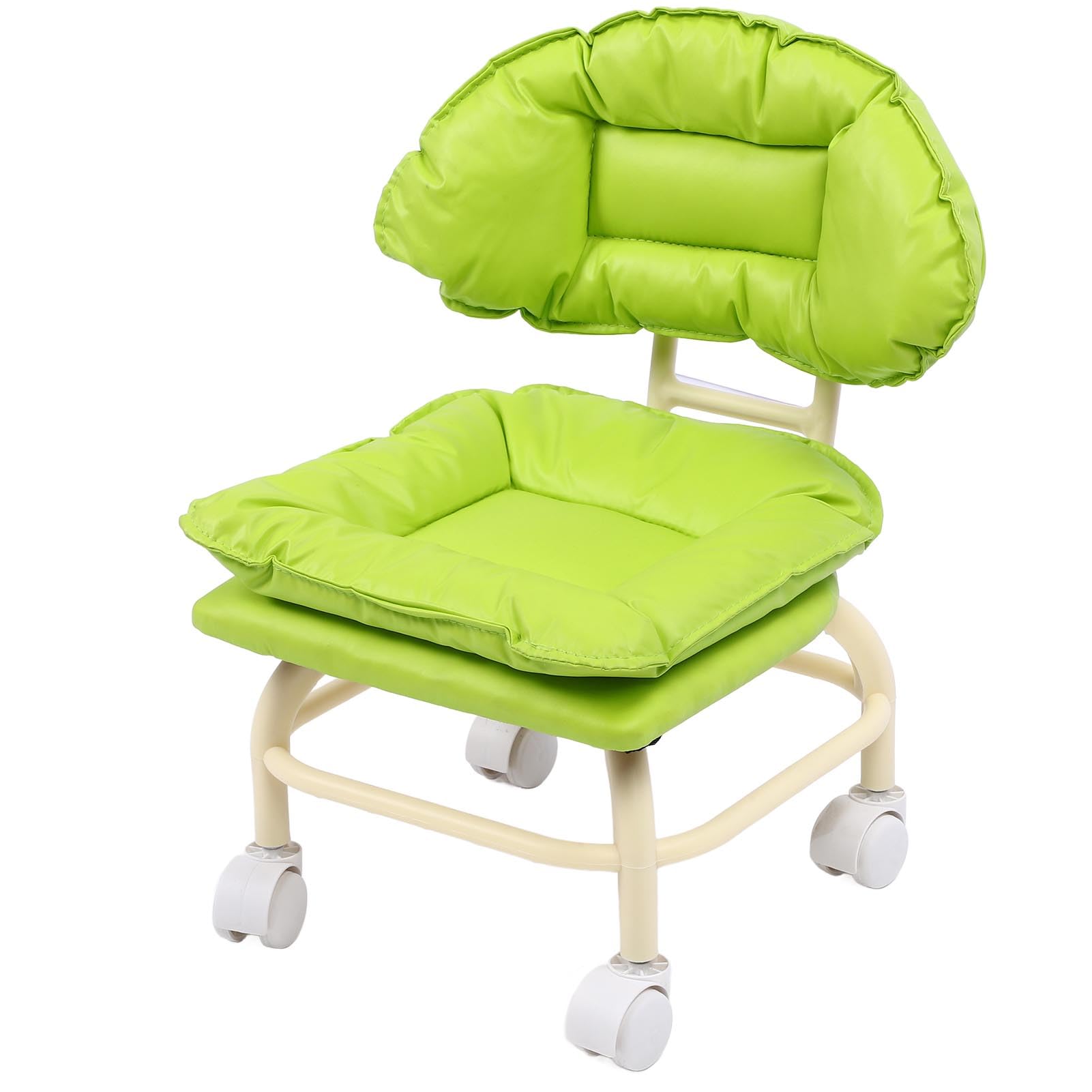 ZJchao Green Rolling Stool Schwenkstuhl mit Rückenunterstützung für Home Office -Salons Tragbarer Miniaturhocker von ZJchao